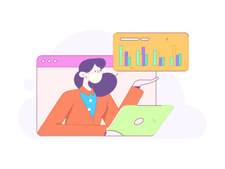 Flat vector illustration of business people operating work scene
