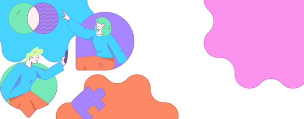 Flat vector illustration of business people operating work scene
