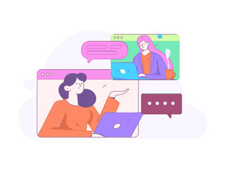 Flat vector illustration of business people operating work scene
