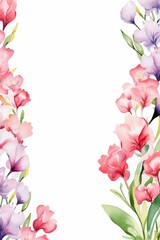 Naklejka premium snapdragon themed frame or border for photos . with tall spikes of colorful blooms. watercolor illustration, white color background.