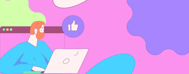 Flat vector illustration of business people operating work scene
