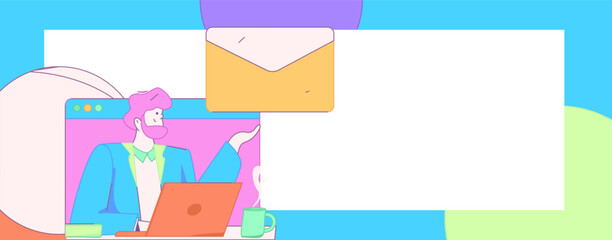 Flat vector illustration of business people operating work scene
