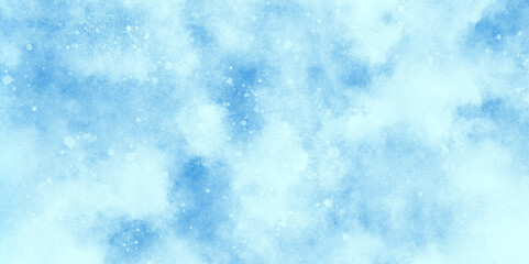 Abstract cloudy blue background with bokeh, beautiful blue watercolor background with glitter particles for wallpaper and design, Beautiful shiny light glowing abstract glitter background with bokeh.