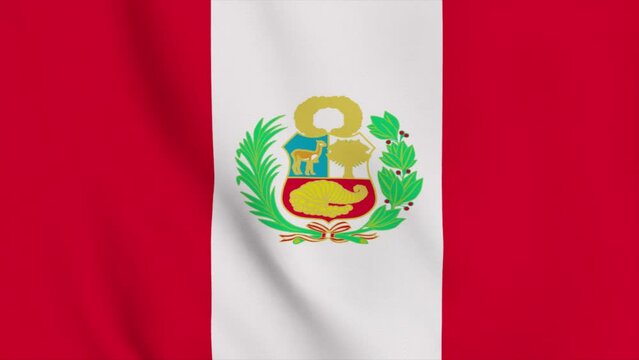 Peru flag footage video waving in wind, National flag of Peru. Sign of Republic of Peru 4K Animation, The National flag loop animation