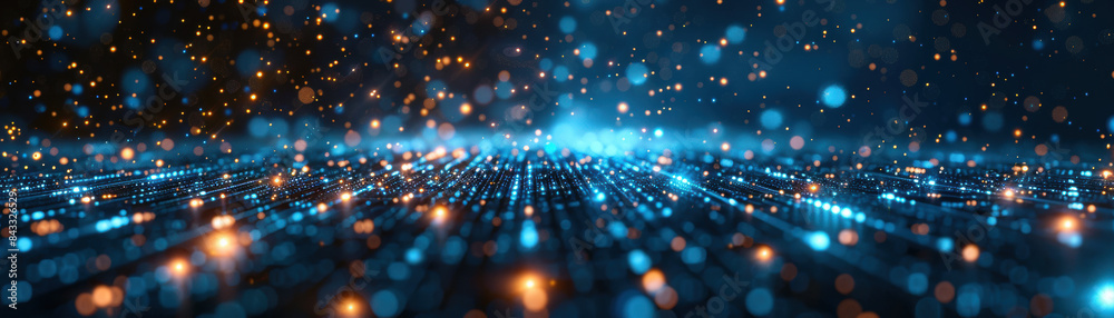 Poster abstract technology background with glowing particles and lines. futuristic digital concept represen