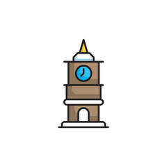 Clock Tower icon design with white background stock illustration