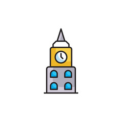 Clock Tower icon design with white background stock illustration