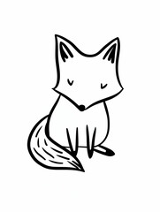 Minimalist Line Art of a Cute Fox