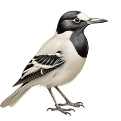 Black and White Bird (White Wagtail) on White Background