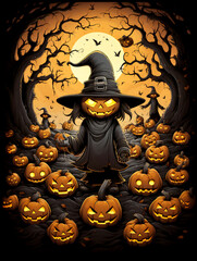 Halloween themed cartoon poster