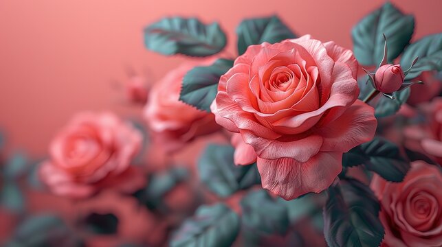 Spring Bloom Serenade: Generative AI Crafts Romantic Rose Background