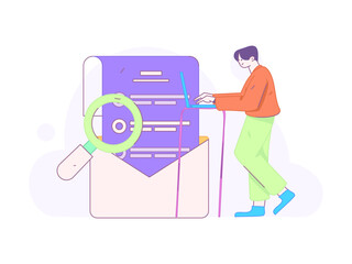 Flat vector illustration of business people operating work scene
