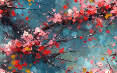 oil paintings, palette knife, Chinese wind