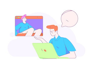 Flat vector illustration of business people operating work scene
