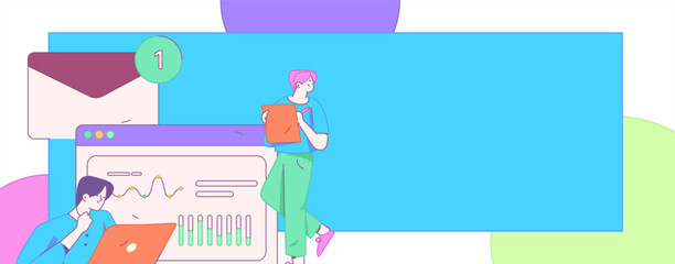 Flat vector illustration of business people operating work scene
