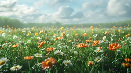 Fototapeta premium Fresh flowered meadow