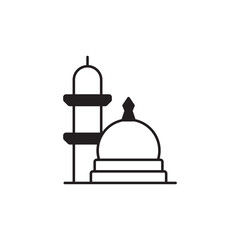 Nabawi Mosque icon design with white background stock illustration