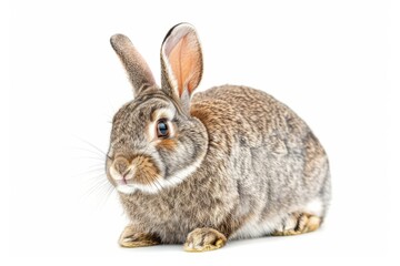 Fototapeta premium Grey rabbit on white background