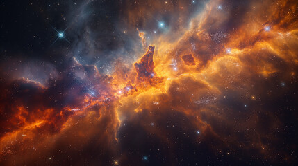 Fototapeta premium Galactic Spiral Symphony. Spiral galaxy with vibrant colors