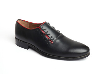 black leather formal shoes isolated on white background