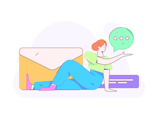 Flat vector illustration of business people operating work scene
