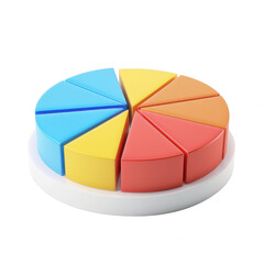 Obraz premium 3D pie chart with colorful segments representing data analysis and business statistics. Ideal for presentations, reports, and infographics.