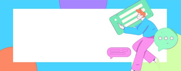 Obraz premium Flat vector illustration of business people operating work scene 