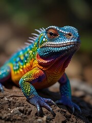 Fototapeta premium A colourful lizard capture on wild ,beauty of nature category