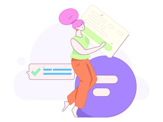 Flat vector illustration of business people operating work scene
