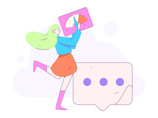 Flat vector illustration of business people operating work scene
