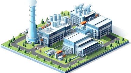 Isometric plant factory isolated on white vector image with high-tech manufacturing facilities