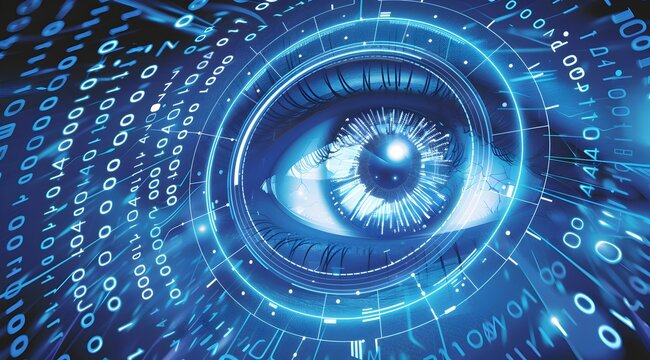 Futuristic Digital Eye Scanning Technology for Biometric Identification and Cybersecurity