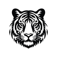 Detailed Black and White Tiger Face Art - Perfect for Wildlife and Nature Themes