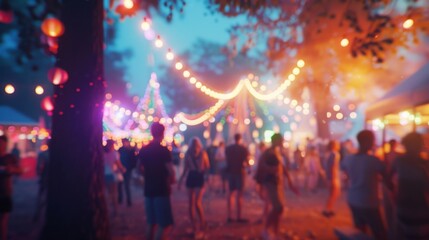 Lively Outdoor Event Festival with Blur People Background