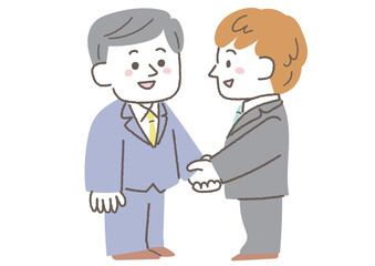 Fototapeta premium 握手をしているビジネスパーソンのイラスト