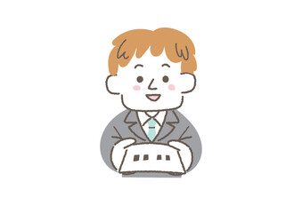 名刺を差し出しているビジネスマンのイラスト