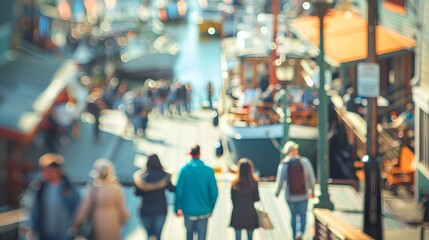 Defocused View of Busy Fisherman with Boats