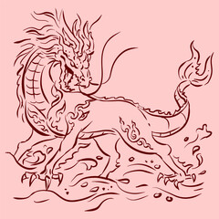 illustration of dragon horse vector for card decoration illustration