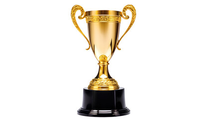 gold trophy cup isolated on transparent background.