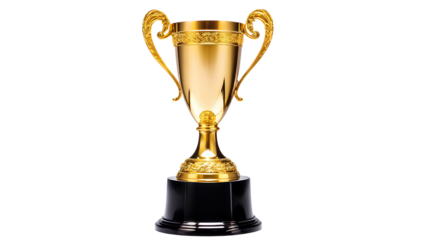 gold trophy cup isolated on transparent background.