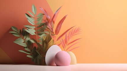 Fototapeta premium Minimal nature with abstract plants and clean design.