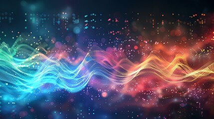 Visualization of electromagnetic waves in vibrant colors and dynamic patterns.