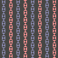 pink and violet lines of hand drawn triangles. folk decorative art. gray repetitive background. vector seamless pattern. geometric illustration. fabric swatch. wrapping paper. textile design template