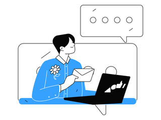 Flat vector illustration of business people operating work scene
