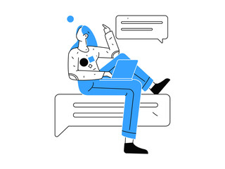 Flat vector illustration of business people operating work scene
