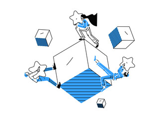 Flat vector illustration of business people operating work scene
