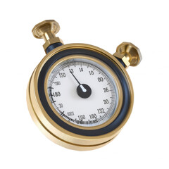 Gold stopwatch isolated on a white background. Accurate timekeeping tool for sports, competitions, and time-sensitive activities.