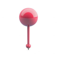 High-quality 3D rendering of a pink push pin with a spherical top, isolated on a white background, suitable for various design uses.