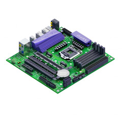 High-quality green motherboard with multiple slots and connectors for computer assembly and hardware upgrades.