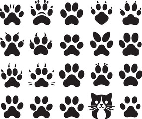 Fototapeta premium set of cats and dog silhouettes 